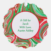 かわいい小妖精や小人とクリスマスツリーパーソナライズされたギフトラベル オーナメントカード (裏面)