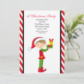 かわいい小妖精や小人と現在のクリスマスパーティー招待状 招待状 (スタンド正面)