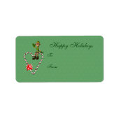かわいい小妖精や小人のキャンディ・ケーンのハートのクリスマスのプレゼントのラベル ラベル (正面)