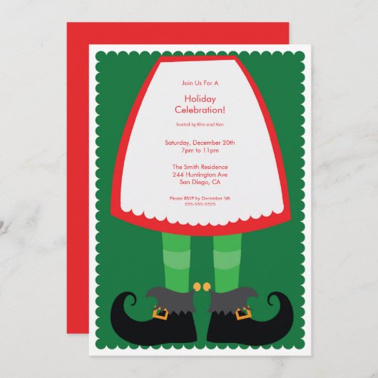 かわいい小妖精や小人のスカートの休日のパーティの招待状 招待状 (正面/裏面)