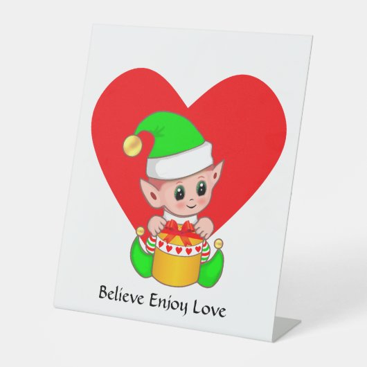 かわいい小妖精や小人やる気を起こさせると言葉 台座サイン (正面)