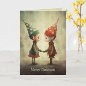 かわいい小妖精や小人イラストレーション カード (黄色い花)