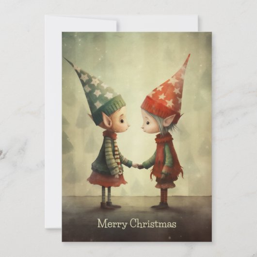 かわいい小妖精や小人イラストレーション シーズンカード (正面)