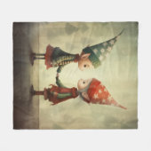 かわいい小妖精や小人イラストレーション フリースブランケット (正面(横))