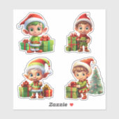 かわいい小妖精や小人ギフトパックforクリスマスハッピーホリデー シール (シート)