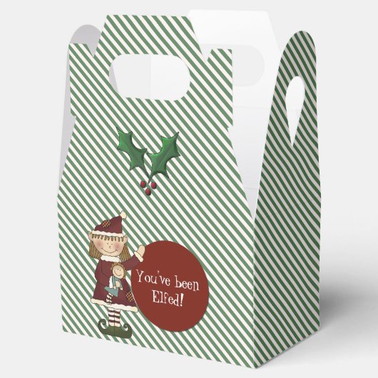 かわいい小妖精や小人ストライプのクリスマスギフトボックス フェイバーボックス (オープン)
