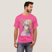 かわいい小妖精や小人ドロイド落ちる桜 Tシャツ (正面フル)