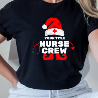 かわいい小妖精や小人ナースクリスマスクルーあなたのタイトルを追加 Tシャツ