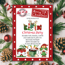 かわいい小妖精や小人ノースポールクリスマスパーティの招待状