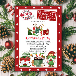 かわいい小妖精や小人ノースポールクリスマスパーティの招待状 招待状