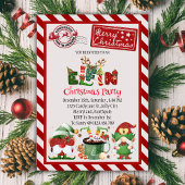 かわいい小妖精や小人ノースポールクリスマスパーティの招待状 招待状