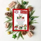 かわいい小妖精や小人ノースポールクリスマスパーティの招待状 招待状