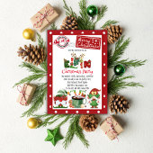 かわいい小妖精や小人ノースポールクリスマスパーティの招待状 招待状