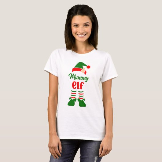 かわいい小妖精や小人ファミリークリスマスマッチング Tシャツ (正面フル)