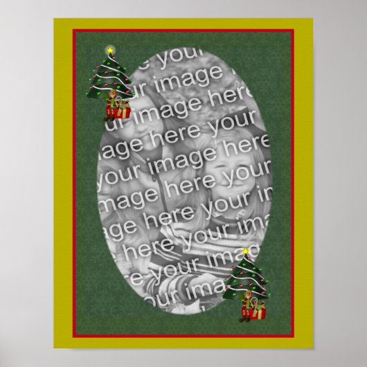 かわいい小妖精や小人ホリデーフレーム自分の写真を作成 ポスター (正面)