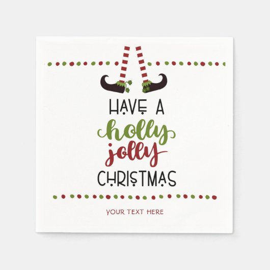 かわいい小妖精や小人ホリーすてきクリスマスパーソナライズされた スタンダードカクテルナプキン (正面)