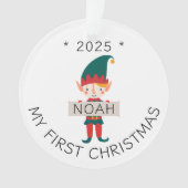 かわいい小妖精や小人マイ初めてのクリスマス名前をカスタムする オーナメント (正面)