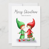 かわいい小妖精や小人メリークリスマス シーズンカード (正面)
