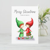 かわいい小妖精や小人メリークリスマス シーズンカード (スタンド正面)