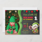 かわいい小妖精や小人初めてのクリスマス誕生日パーティーの招待 招待状 (正面)