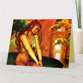 かわいい小妖精や小人女性芸術ファンタジー誕生日カード カード (正面)