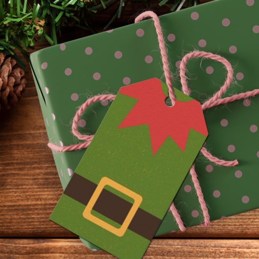 かわいい小妖精や小人衣装レッドグリーンブラウンクリスマス ギフトタグ