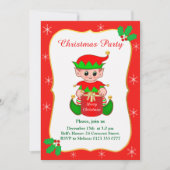 かわいい小妖精や小人&スノーフレークスクリスマスパーティの招待状 招待状 (正面)