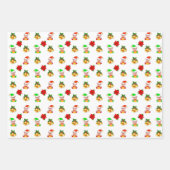 かわいい小妖精や小人、ベル、キャロル猫&ゴールデン水玉模様 ラッピングペーパーシート (正面)