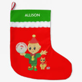 かわいい小妖精や小人 ラージクリスマスストッキング (正面)