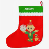 かわいい小妖精や小人 ラージクリスマスストッキング (裏面)