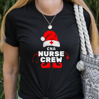 かわいい小妖精や小人CNAナースクリスマスクルー Tシャツ