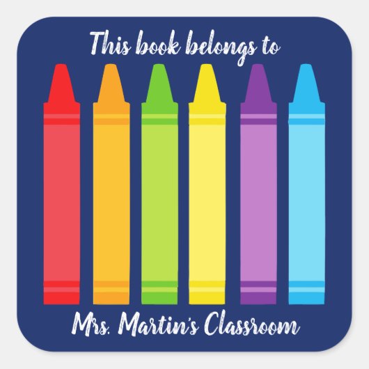 かわいい小学校この本はクレヨンに属している スクエアシール (正面)