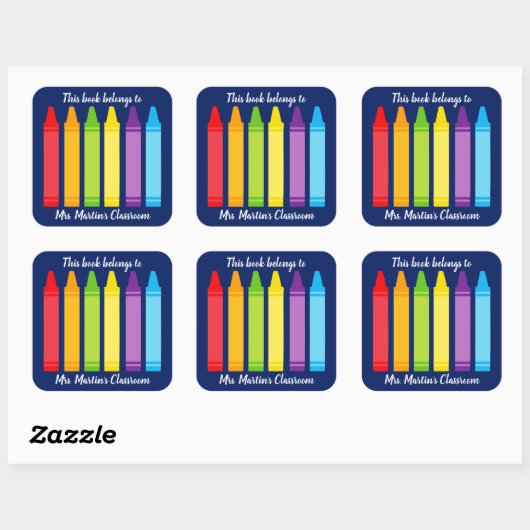 かわいい小学校この本はクレヨンに属している スクエアシール (シート)