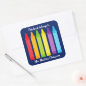 かわいい小学校この本はクレヨンに属している スクエアシール (封筒)