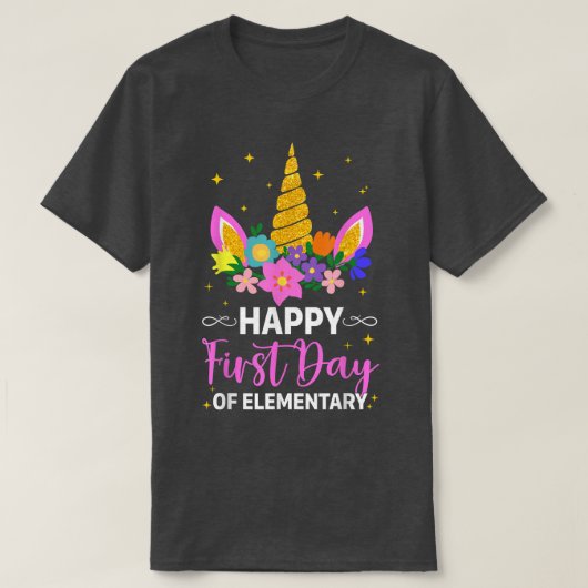 かわいい小学校の一角獣(ユニコーン)男の子のギ Tシャツ (デザイン正面)