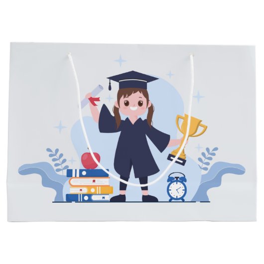 かわいい小学校の卒業式付き添え ラージペーパーバッグ (裏面)