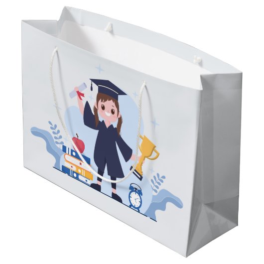 かわいい小学校の卒業式付き添え ラージペーパーバッグ (裏面アングル)