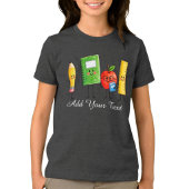 かわいい小学校の文房具 水彩画 Tシャツ