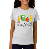 かわいい小学校の文房具 水彩画 Tシャツ