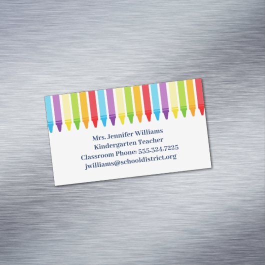 かわいい小学校先生クレヨン マグネット名刺 (インサイチュ)