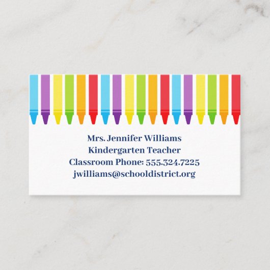 かわいい小学校幼稚園先生クレヨン 名刺 (正面)