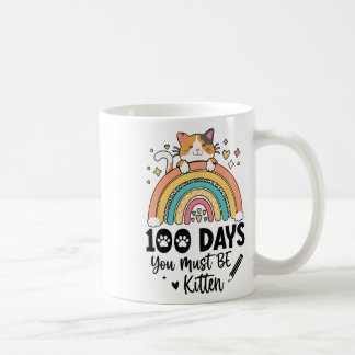 かわいい小学校100日目の女の子の猫のデザイン コーヒーマグカップ