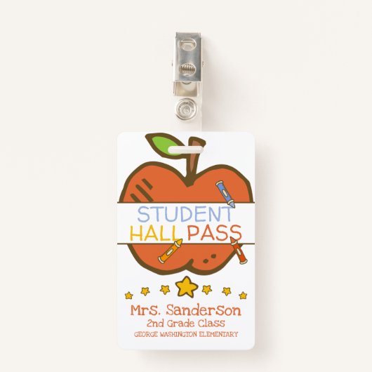 かわいい小学生のホールがクレヨンズアップルで合格 バッジ (正面クリップ)