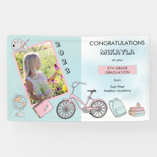 かわいい小学生フォトガール卒業 横断幕 (横)