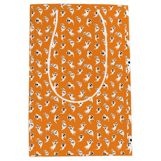 かわいい小幽霊たち怖いおもしろいハロウィーン ミディアムペーパーバッグ (正面)