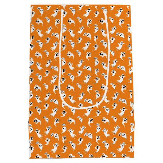 かわいい小幽霊たち怖いおもしろいハロウィーン ミディアムペーパーバッグ (裏面)