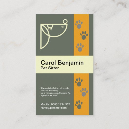 かわいい小犬のスタイリッシュな足は細道ペット付き添いを印刷します 名刺 (正面)