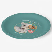 かわいい小犬のベビーシャワーのティール（緑がかった色） ペーパープレート (アングル)