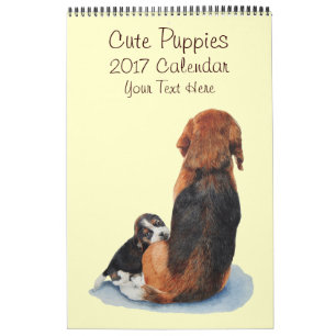 かわいい小犬のポートレートの絵画現実主義者の芸術2017年 カレンダー