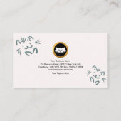 かわいい小犬の十字形青緑色ペット付き添い 名刺 (裏面)